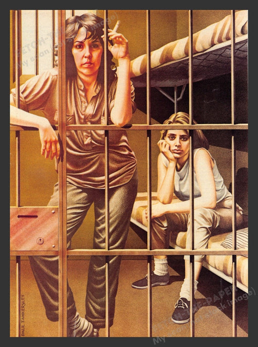 1984 Two Women in Prison Cell Artist: Paul Tankersley Magazine Illustration