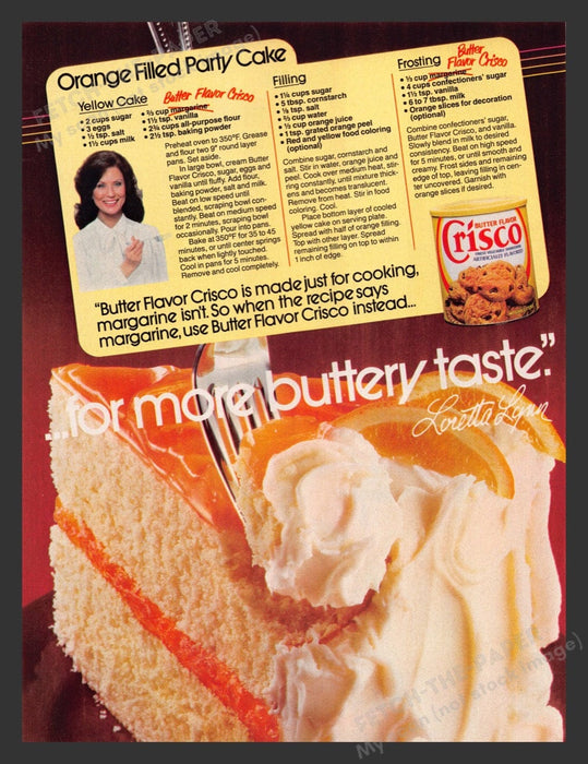 1985 Butter Flavor Crisco Lorella Lynn Cake Recipe Print Advertisement Ad