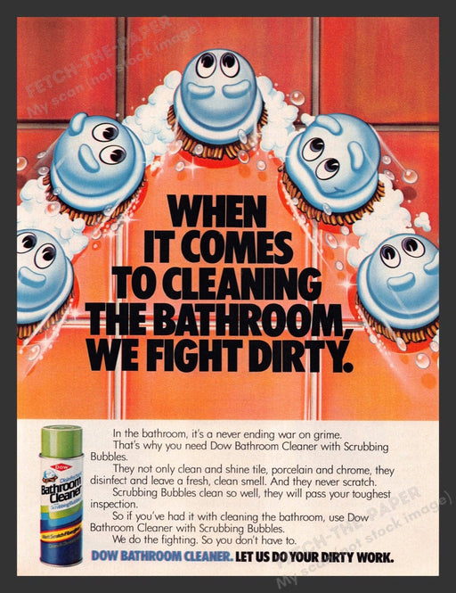 1985 Dow Bubbles Bathroom Cleaner Orange Tile Print Advertisement Ad