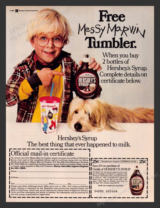 1985 Hershey's Syrup "Messy Marvin" Peter Billingsley Print Advertisement Ad