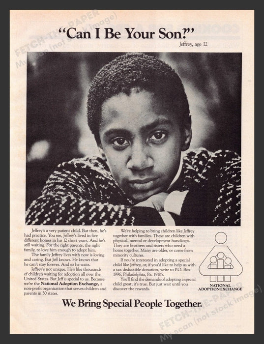 1985 National Adoption Exchange Jeffrey Age 12 Print Advertisement Ad