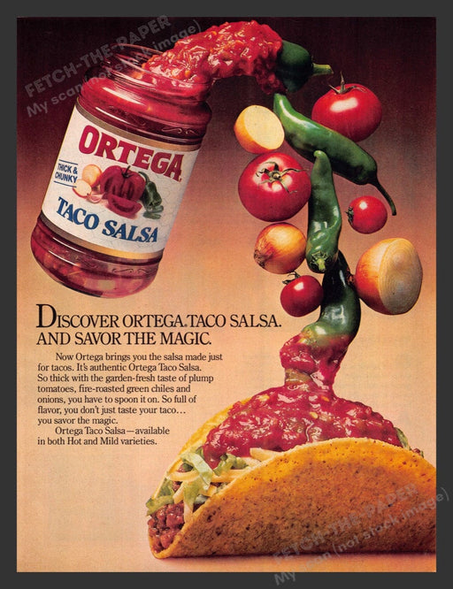 1985 Ortega Taco Salsa Print Advertisement Ad