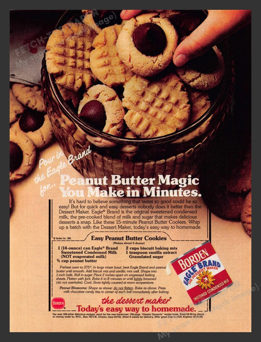 1986 Borden Eagle Brand Peanut Butter Cookie Recipe Print Advertisement Ad