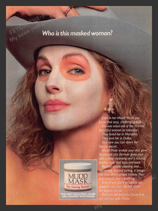 1986 Mudd Mask Treatment Pricilla Presley Print Advertisement Ad