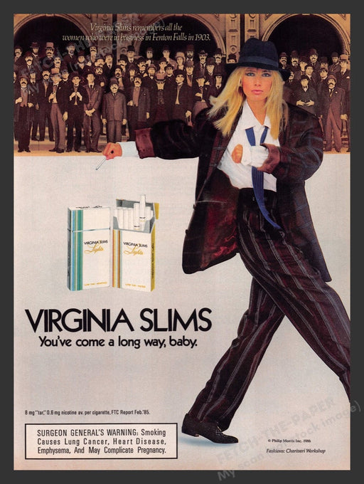 1986 Virginia Slims Cigarettes 1903 Fenton Falls Print Advertisement Ad