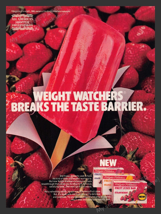 1986 Weight Watchers Fruit Juice Bar Print Advertisement Ad