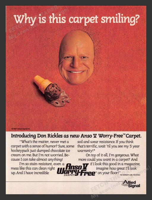 1987 Anso V Worry-free Carpet Don Rickles Print Advertisement Ad