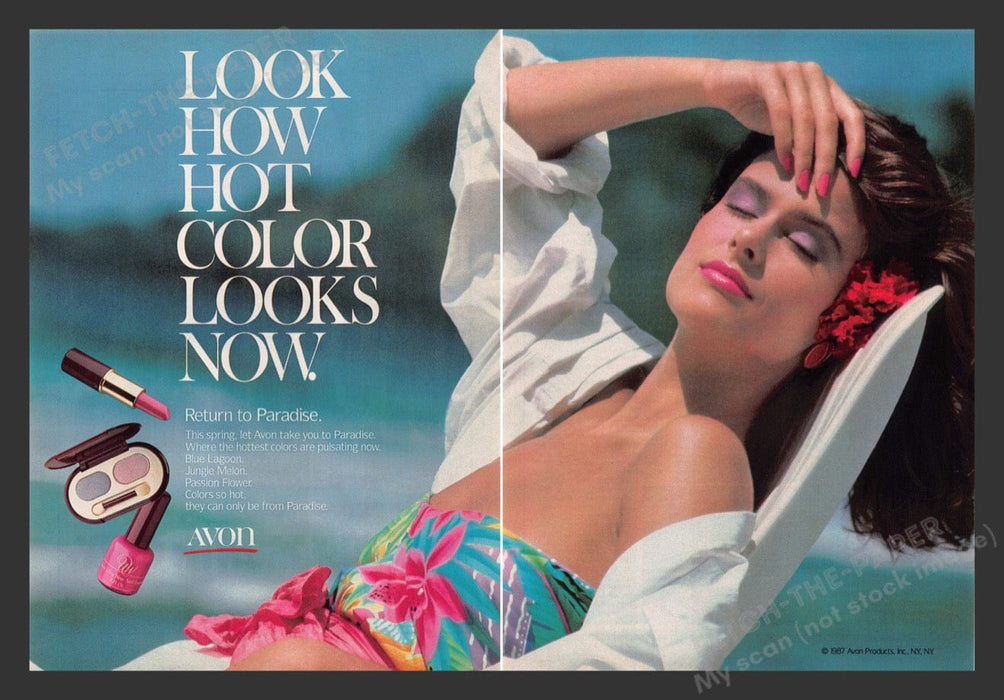 1987 Avon Return to Paradise Cosmetics Print Advertisement (2 Pages)