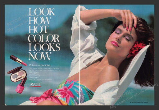 1987 Avon Return to Paradise Cosmetics Print Advertisement (2 Pages)