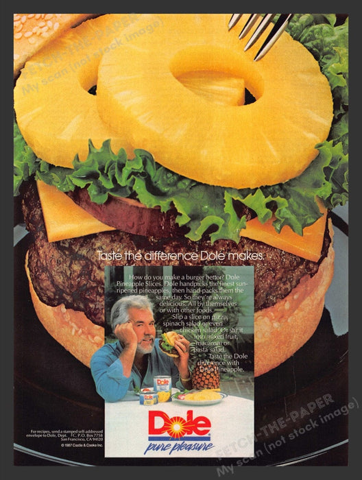 1987 Dole Pineapple with Kenny Rogers Print Advertisement Ad