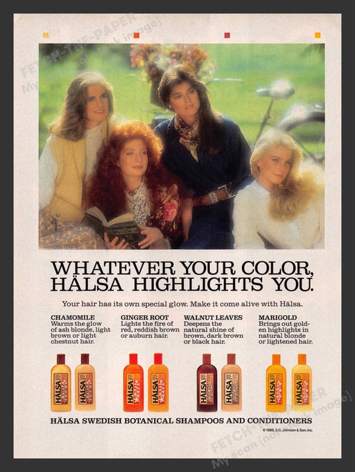 1987 Halsa Swedish Botanical Shampoos Hair Print Advertisement