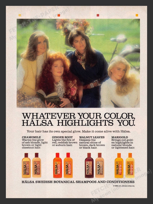 1987 Halsa Swedish Botanical Shampoos Hair Print Advertisement