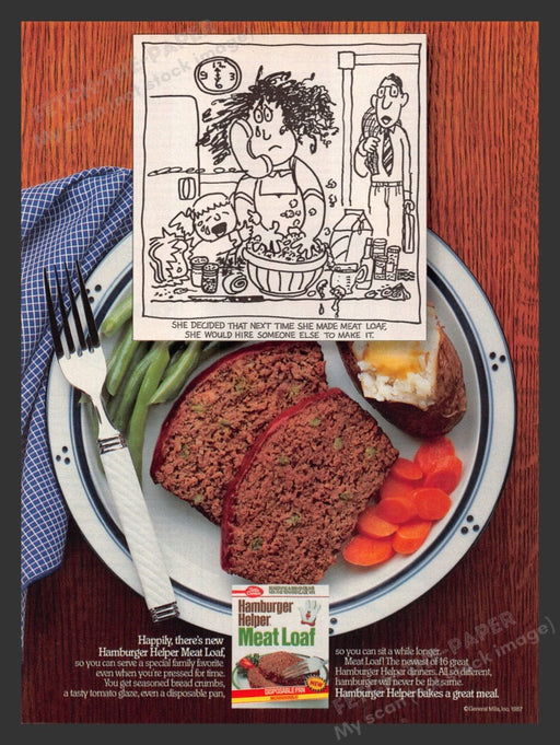 1987 Hamburger Helper Meat Loaf Betty Crocker Print Advertisement Ad