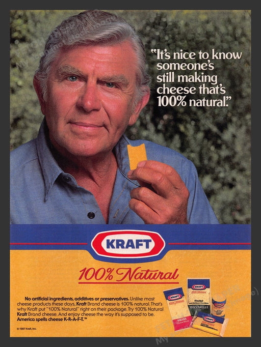 1987 Kraft Cheese Andy Griffith Print Advertisement Ad