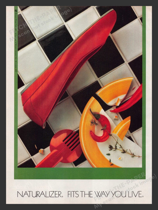 1987 Naturalizer Shoes "Fits the way you live" Dinner Plate Print Advertisement