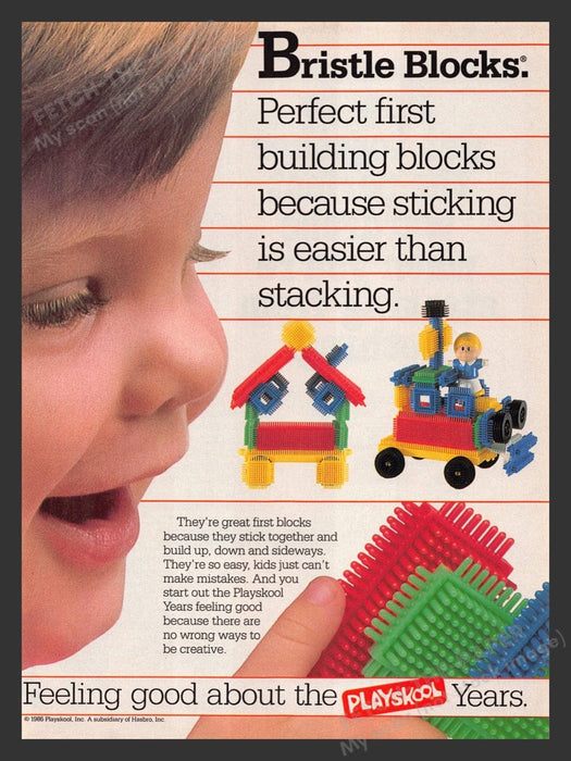 1987 Playskool Bristle Blocks "Sticking is easier " Print Advertisement