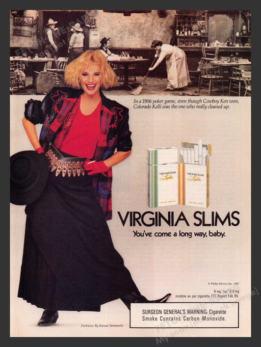 1987 Virginia Slims Cigarettes 1906 Poker Game Print Advertisement Ad
