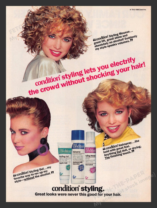 1988 Clairol Condition Hair Products Styling Print Advertisement Ad