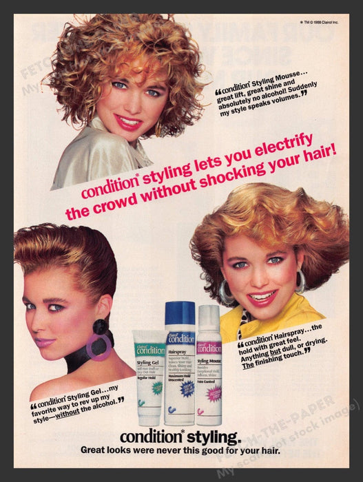 1988 Clairol Condition Hair Products Styling Print Advertisement Ad