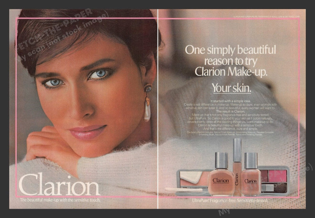 1988 Clarion Make-up UltraPure Cosmetics Print Advertisement (2 Pages)