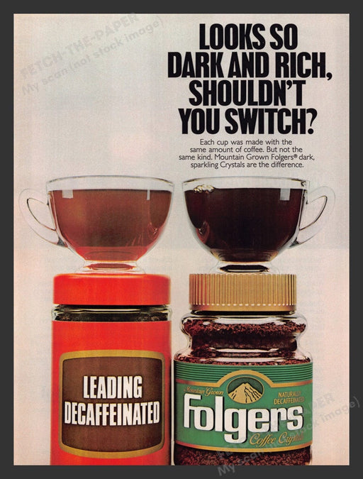1988 Folgers Coffee Crystals Mountain Grown Print Advertisement Ad