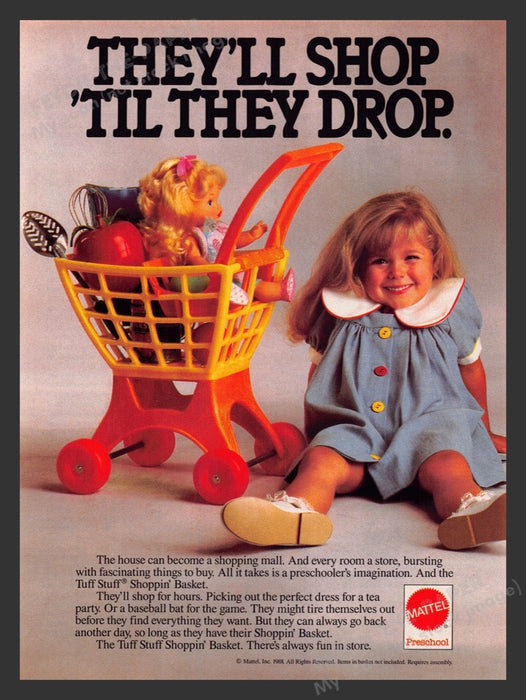 1988 Mattel Preschool Tuff Stuff Shoppin' Basket Print Advertisement Ad