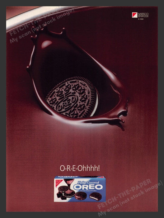 1988 Nabisco Fudge Covered Oreo Cookie Print Advertisement Ad