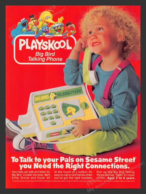 1988 Playskool Big Bird Talking Phone Toddler Toy Print Advertisement Ad