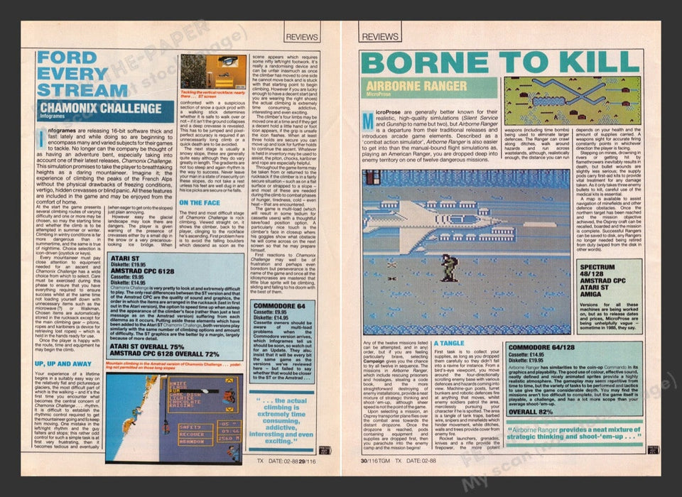 1988 U.K. Exclusive Chamonix Challenge & Airborne Ranger Video Game Review