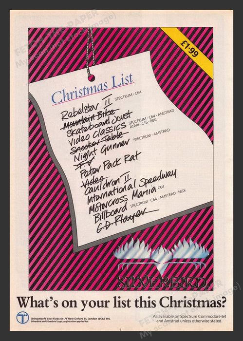 1988 U.K. Exclusive Christmas List Video Game Print Advertisement