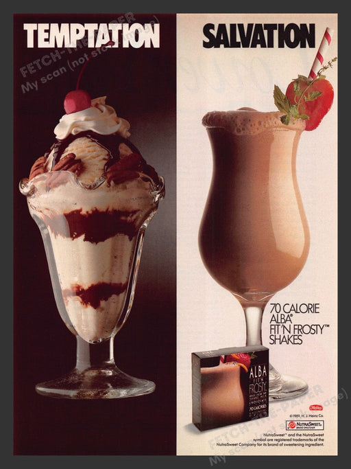 1989 Alba Shake Mix "Tempation" & "Salvation" Print Advertisement Ad
