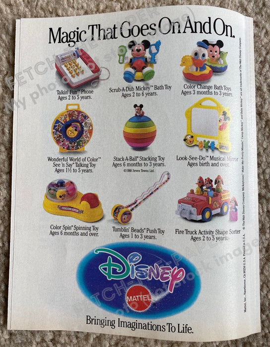 1989 Disney Mattel Toy Catalog / Small Magazine Booklet Insert Fetch the Paper!