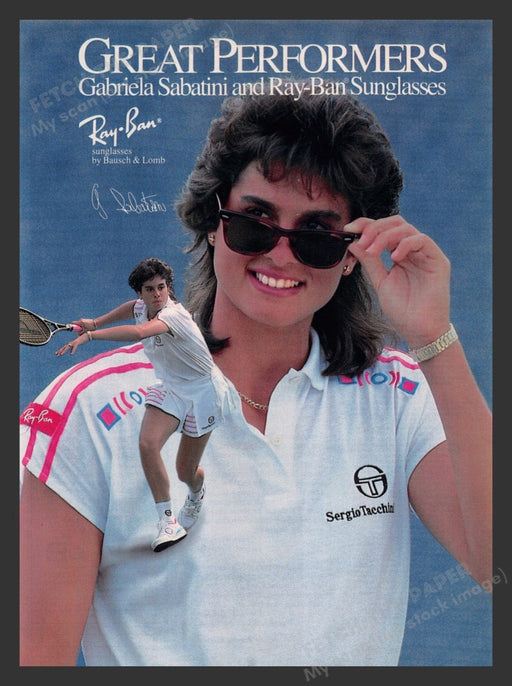 1989 Gabriela Sabatini & Ray-Ban Sunglasses Tennis Print Advertisement Ad