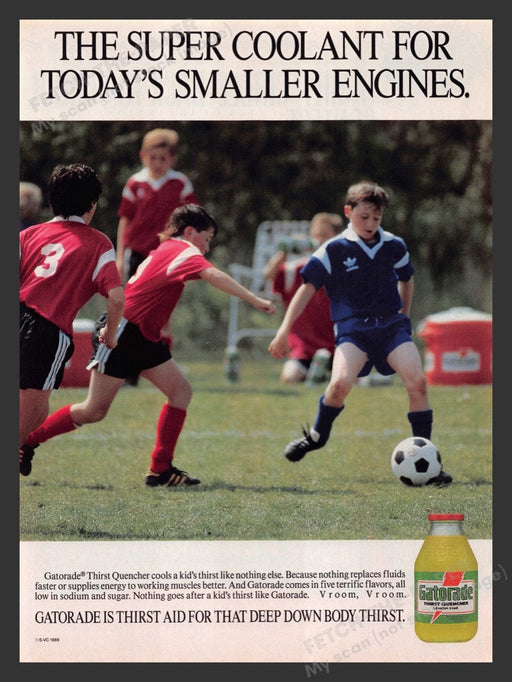 1989 Gatorade Drink Boys Soccer Playing Print Advertisement Ad