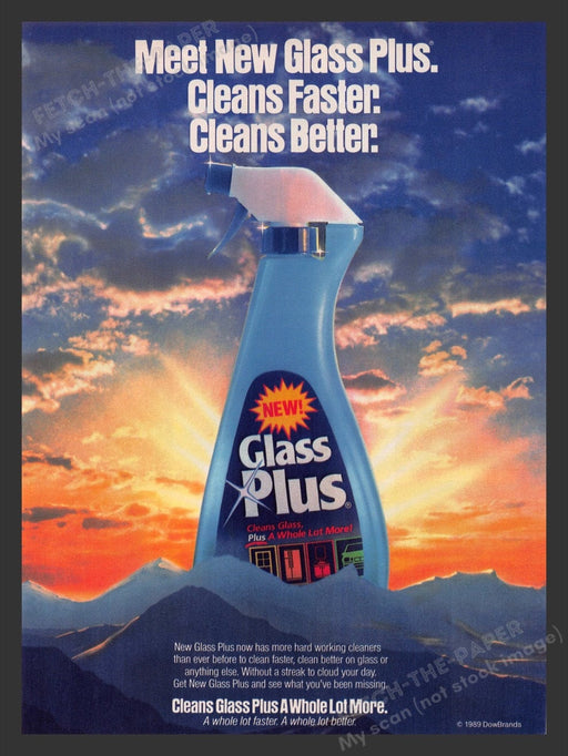 1989 Glass Plus Cleaner Sunrise or Sunset Print Advertisement Ad