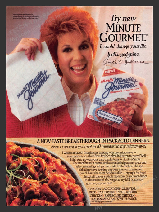 1989 Hunt's Minute Gourmet with Vicki Lawrence Print Advertisement Ad