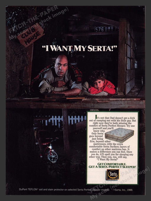 1989 Serta Perfect Sleeper "I want my Serta" Clubhouse Print Advertisement Ad
