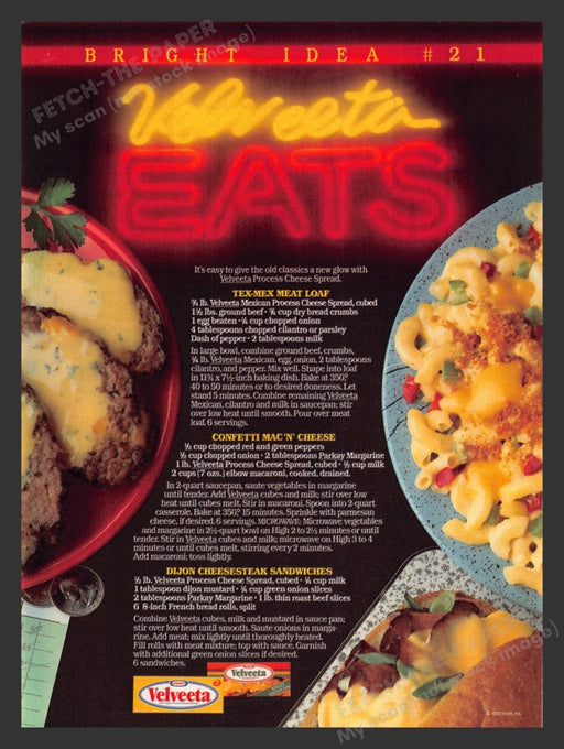 1989 Velveeta Eats Recipes Bright Idea #21 Print Advertisement Ad