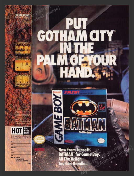 1990 Batman Nintendo Game Boy Video Game Print Advertisement Fetch the Paper!