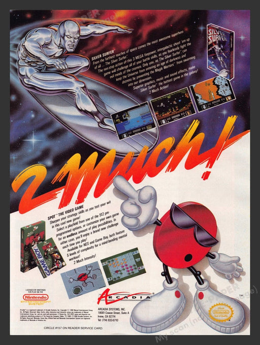 1990 Silver Surfer & Spot Video Game Print Advertisement Fetch the Paper!