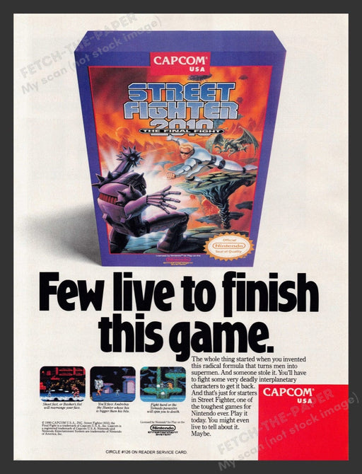 1990 Street Fighter 2010: The Final Fight Video Game Print Advertisement Fetch the Paper!