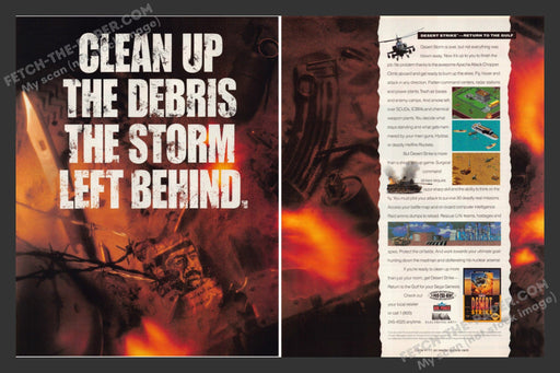 1991 Print Advertisement 2 Page Desert Strike Video Game Ad.