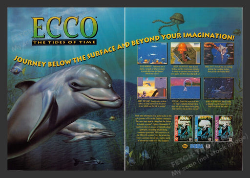 1994 ECCO: The Tides of Time Video Game Print Advertisement (2 Pgs)