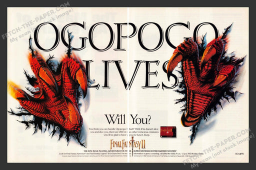 1991 Print Advertisement 2 Page Final Fantasy II Video Game Ad.