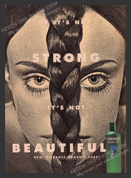 1995 Print Advertisement Vibrance Organic Care Hair Beauty Products Ad.