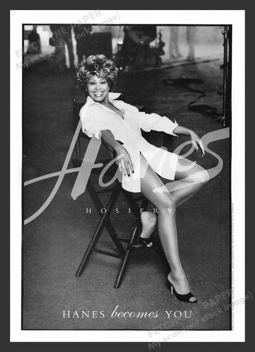 1990s Hanes Hosiery Tina Turner Ad Music Performer Print Advertisement 1996 Fetch the Paper!