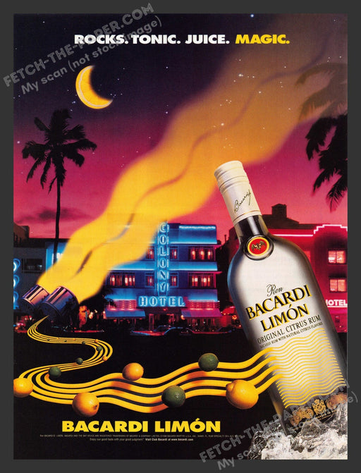 1999 Print Advertisement Bacardi Limon Rum Colony Hotel Tropical Alcohol Ad.