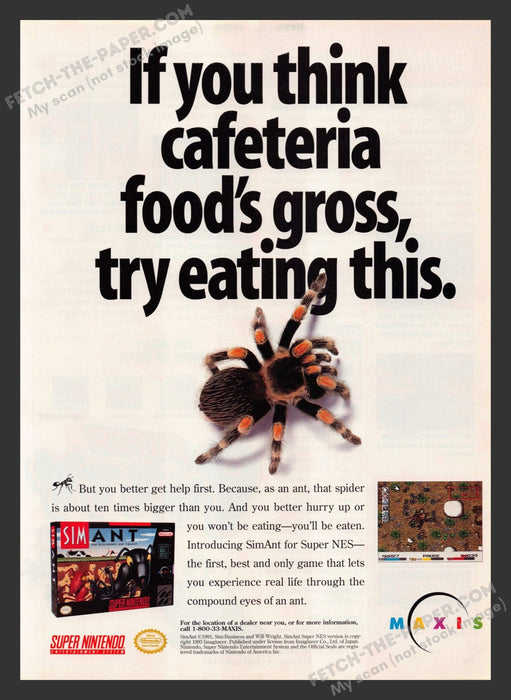 1993 Print Advertisement Sim Ant Video Game Ad.