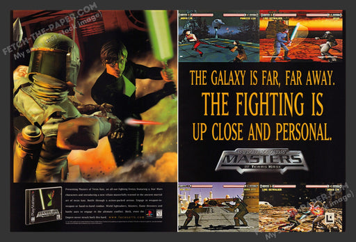1997 Print Advertisement 2 Page Star Wars Masters of Teras Kasi Video Game Ad.