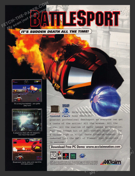 1997 Print Advertisement BattleSport Video Game Ad.